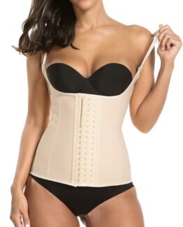 P506 Colombian Latex Waist Trainer Vest with Straps Perfect Curves Cincher for Weight Loss Beige Color 1