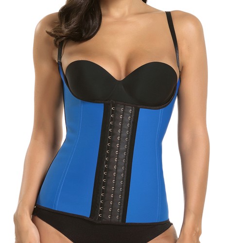 P506 Colombian Latex Waist Trainer Vest with Straps Perfect Curves Cincher for Weight Loss Blue Colo