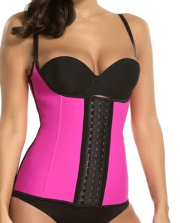 P506 Colombian Latex Waist Trainer Vest with Straps Perfect Curves Cincher for Weight Loss Pink Color