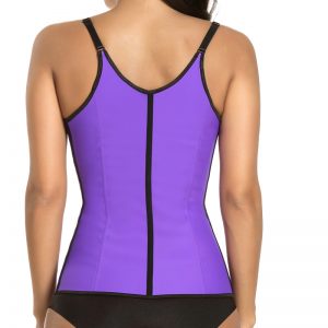 P506 Colombian Latex Waist Trainer Vest with Straps Perfect Curves Cincher for Weight Loss Purpkle Color Back