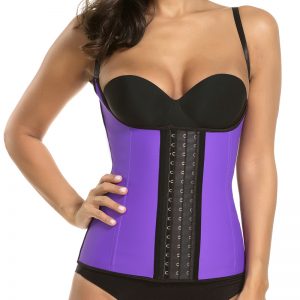 P506 Colombian Latex Waist Trainer Vest with Straps Perfect Curves Cincher for Weight Loss Purple Color Front