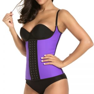 P506 Colombian Latex Waist Trainer Vest with Straps Perfect Curves Cincher for Weight Loss Purple Color Side