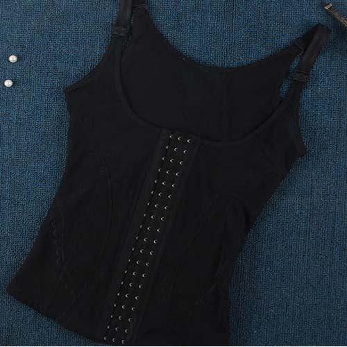 P513 Adjustable Shoulder Strap Waist Trainer Vest For Plus Size Women 5XL Full Body Slimming Shapewear Cincher Black