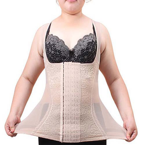 P514 Steel Boned Plus Size Full Body Waist Trainer Vest For Weight Loss and Working Out Front Display