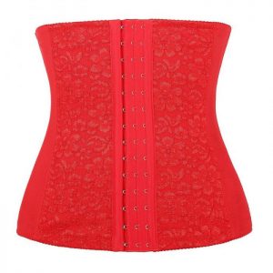 P515 Lace Pattern Steel Boned Colombian Waist Trainer for Women Best Weight Loss Waist Cinchers Red Front