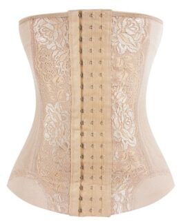 P516 Lace Pattern Curves Colombian Best Hourglass Waist Cinchers (Trainer) Corset For Weight Loss Beige