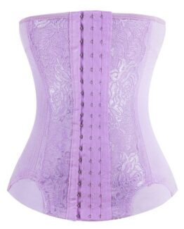 P516 Lace Pattern Curves Colombian Best Hourglass Waist Cinchers (Trainer) Corset For Weight Loss Light Purple