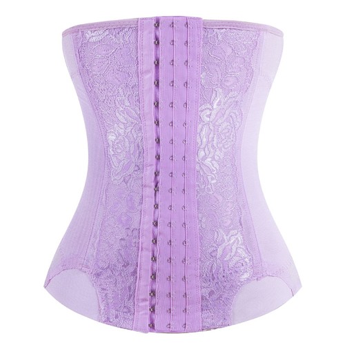 P516 Lace Pattern Curves Colombian Best Hourglass Waist Cinchers (Trainer) Corset For Weight Loss Light Purple