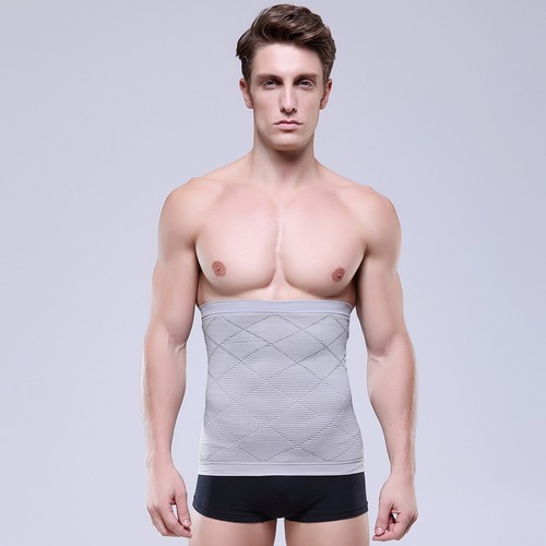 P518 Male Waist Trainer Belt Weight Loss High Compression Body Shaper Undergarment Grey