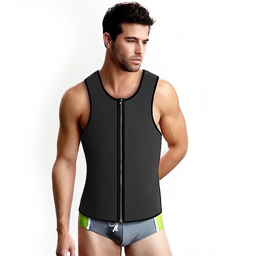 P521 Zipper Male Waist Trainer Ultra Thermo Sweat Neoprene Weight Loss Full Body Shaper Corset Reversible Vest Display 10