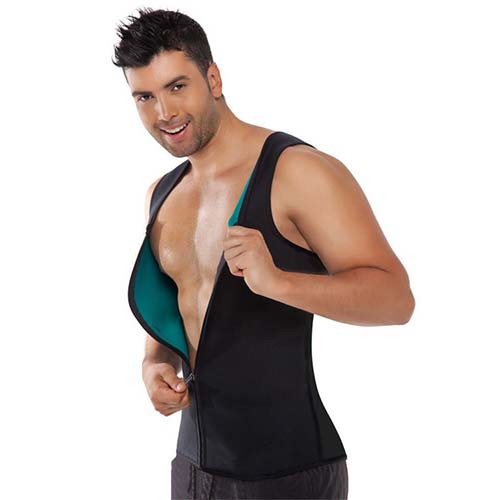 P521 Zipper Male Waist Trainer Ultra Thermo Sweat Neoprene Weight Loss Full Body Shaper Corset Reversible Vest Display 6