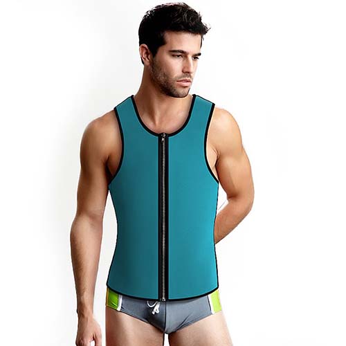 P521 Zipper Male Waist Trainer Ultra Thermo Sweat Neoprene Weight Loss Full Body Shaper Corset Reversible Vest Display 7