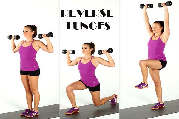 waist trainer exercises- reverse lunges workout