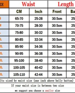 Miss Moly Latex Rubber Waist Trainer Size Chart