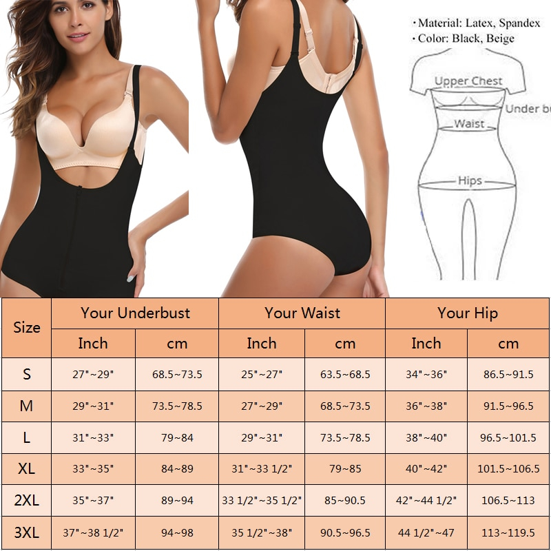 P527 Fajas Reductoras Colombianas Latex Shapewear Waist Trainer Slip Suit Powernet Size Chart