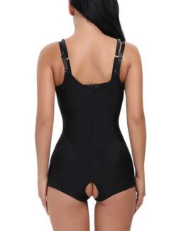 P 529 Latex Waist Training Clip and Zip Body Shaper Garment Back View