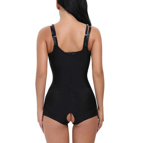 P 529 Latex Waist Training Clip and Zip Body Shaper Garment Back View