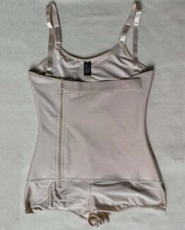 P 529 Latex Waist Training Clip and Zip Body Shaper Garment Beige