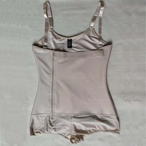 P 529 Latex Waist Training Clip and Zip Body Shaper Garment Beige