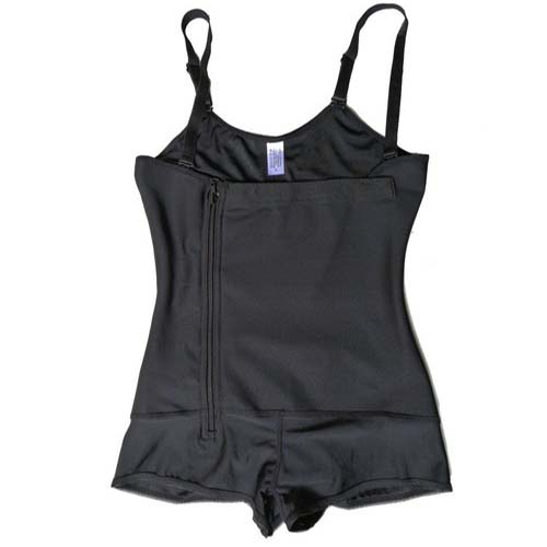 P 529 Latex Waist Training Clip and Zip Body Shaper Garment Black