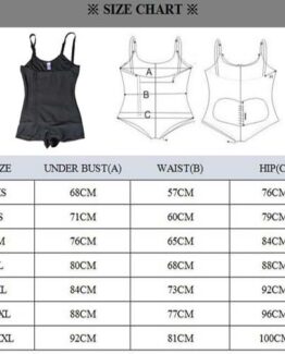 P 529 Latex Waist Training Clip and Zip Body Shaper Garment Size Chart