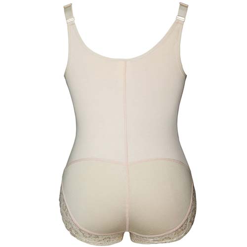 P528 Plus-Size Latex Waist Training Zip and Clip Body Shaper Girdle White Back