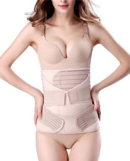 P532 Waist Training 3-in-1 Breathable C-section Belly Binder Beige Color