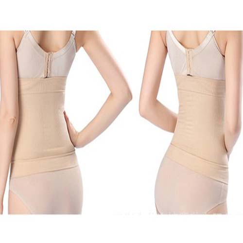 P533 Waist Training High Compression Belly Wraps Beige Back