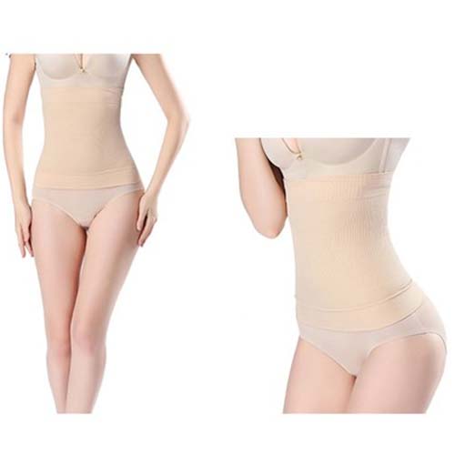 P533 Waist Training High Compression Belly Wraps Beige Color Front