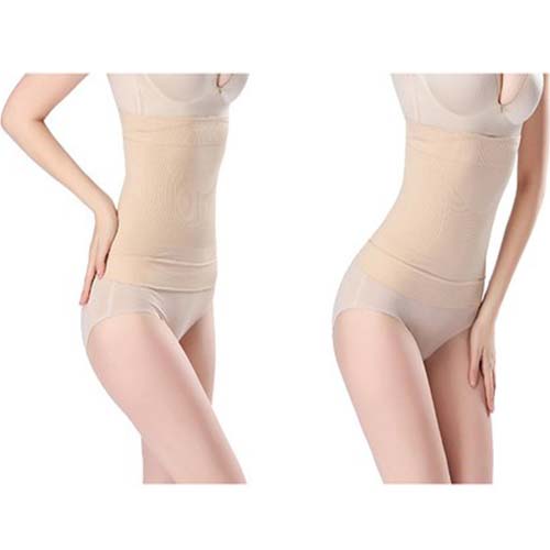 P533 Waist Training High Compression Belly Wraps Beige Side