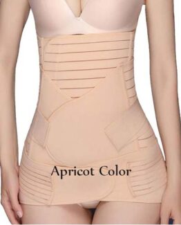 P536 Waist Training 3 PCs Abdomen Stomach Pelvic Postpartum Belly Band Apricot