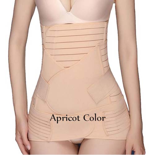 P536 Waist Training 3 PCs Abdomen Stomach Pelvic Postpartum Belly Band Apricot