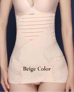 P536 Waist Training 3 PCs Abdomen Stomach Pelvic Postpartum Belly Band Beige Color