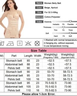 P537 Waist Training Postpartum Belt 3-in-1 Belly+Abdomen+Pelvis Recovery Abdominal Binder Size Chart